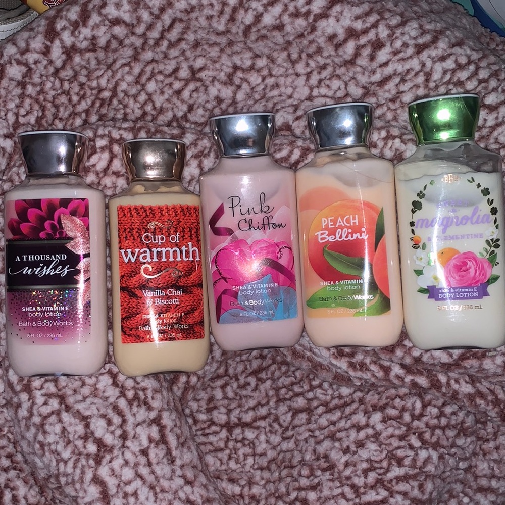 5 full sized bath and body works body lotion